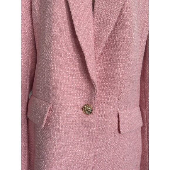 ENDLESS ROSE Womens Tweed Single Breasted Blazer Jacket Pink Size M - Picture 8 of 16
